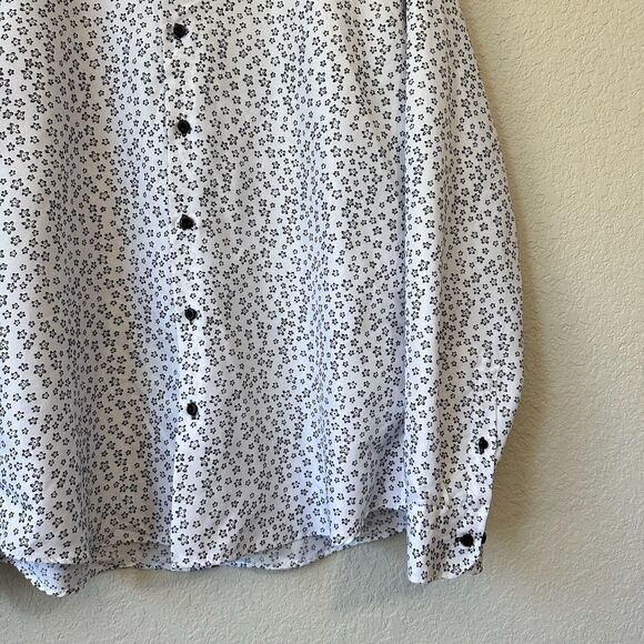 ELIE BALLEH Collection Daisy Print Long Sleeve Button-Up Shirt White/Black - Picture 4 of 8